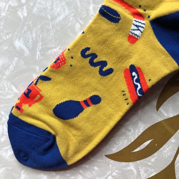 Sock It To Me Artist Colab Ryan Bubnis Yellow Blue Sports Novelty Crew Socks - Picture 5 of 7